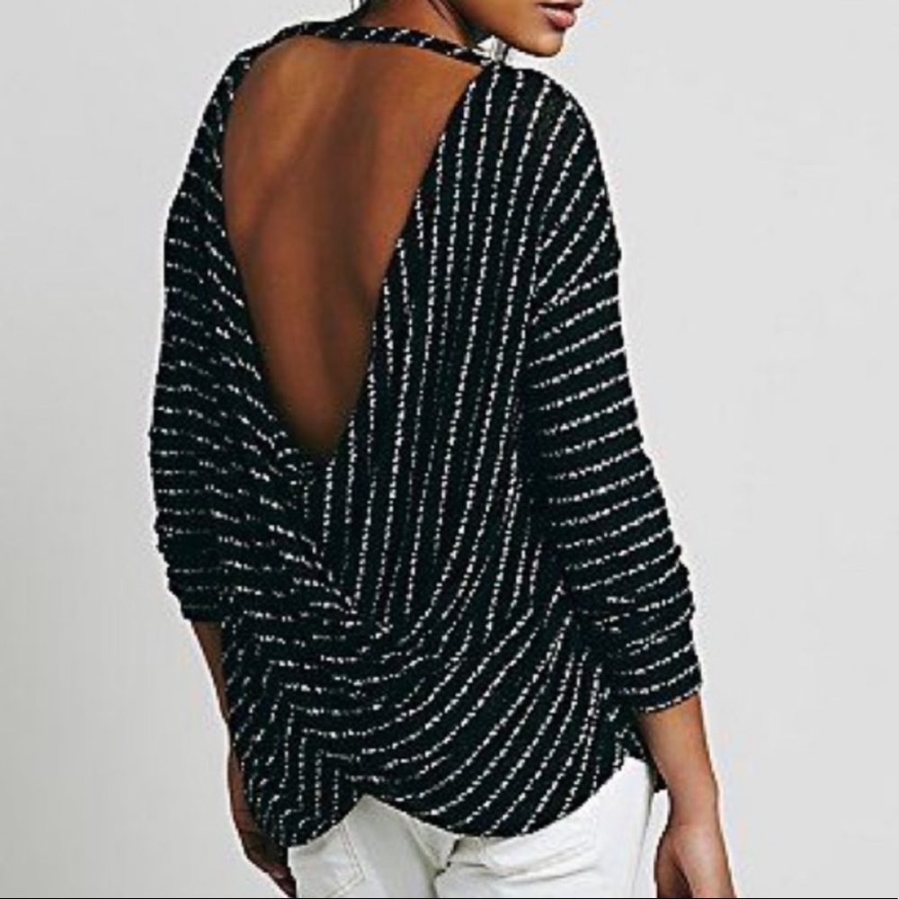 Free People Black Angel Island Hacci Knit Top